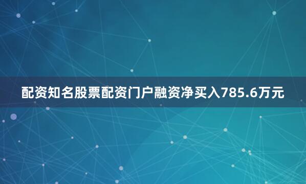 配资知名股票配资门户融资净买入785.6万元